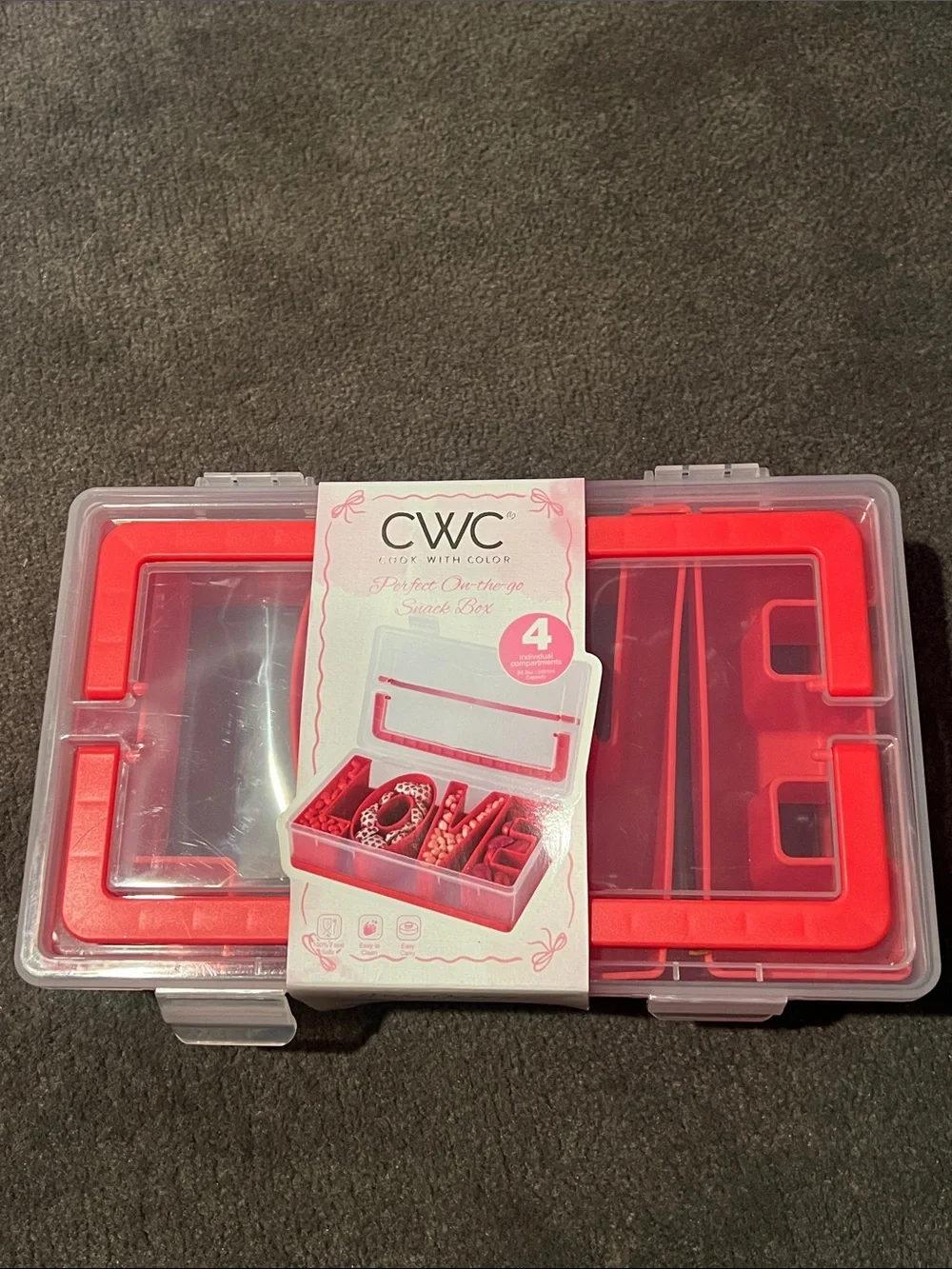CW-X Pink Portable Organizer Box with 4 Compartments